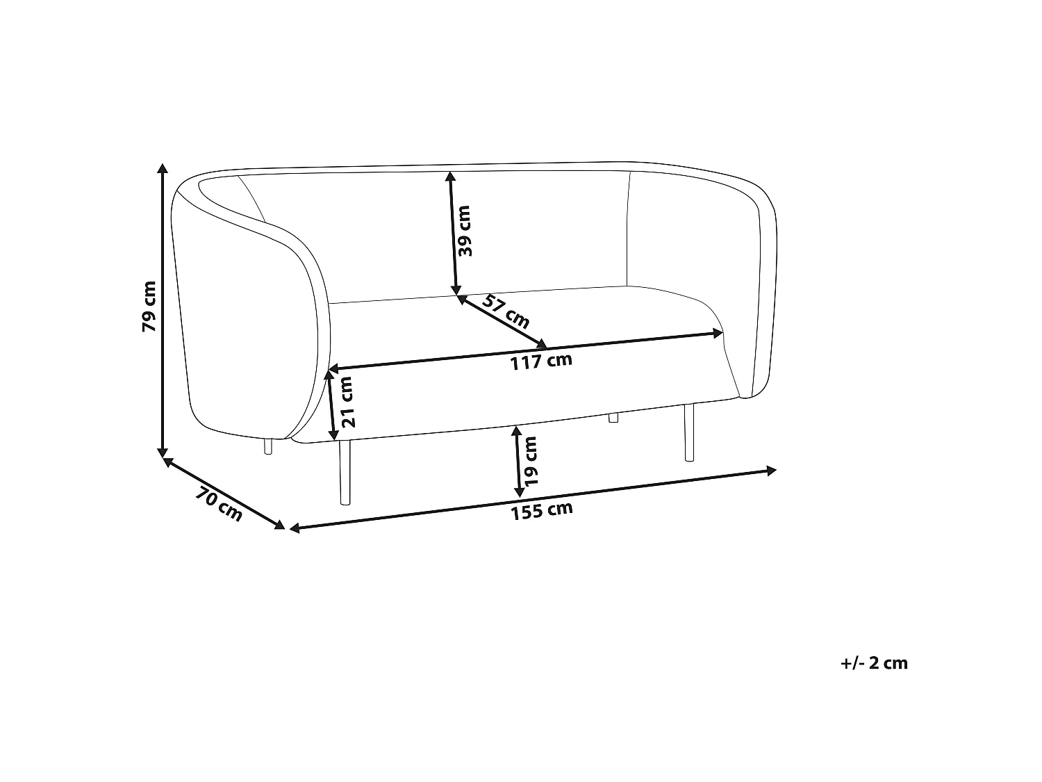 Bank LOEN Stof Lichtbeige 2-zitter
