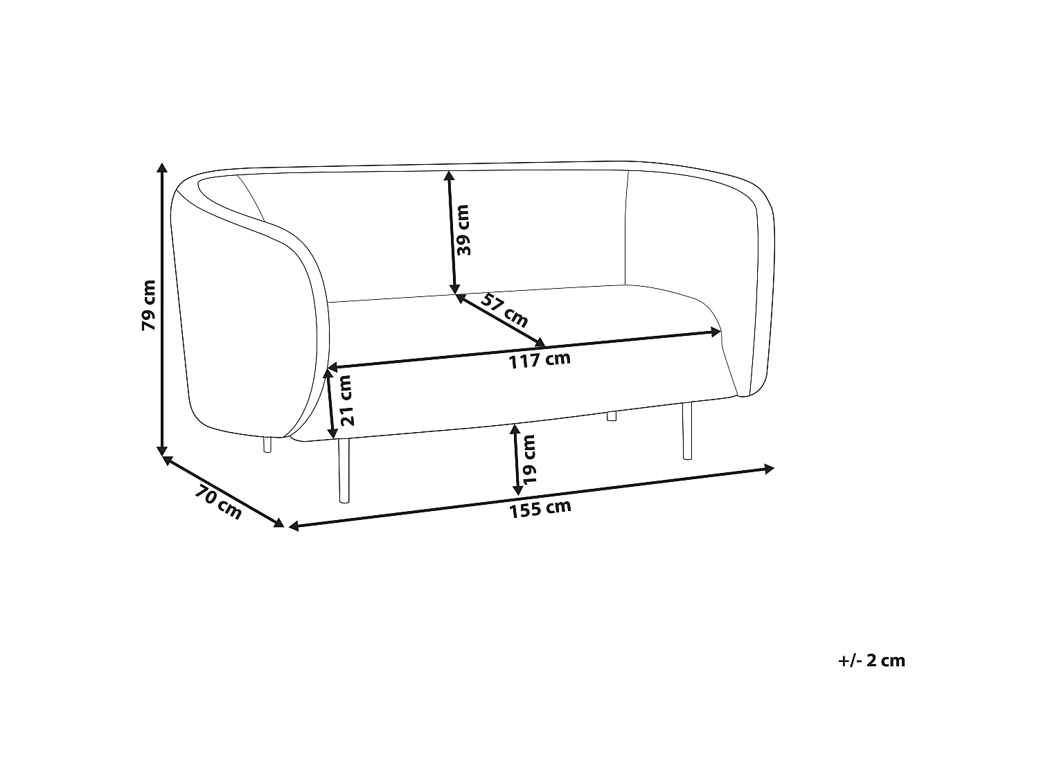 Bank LOEN Stof Lichtbeige 2-zitter