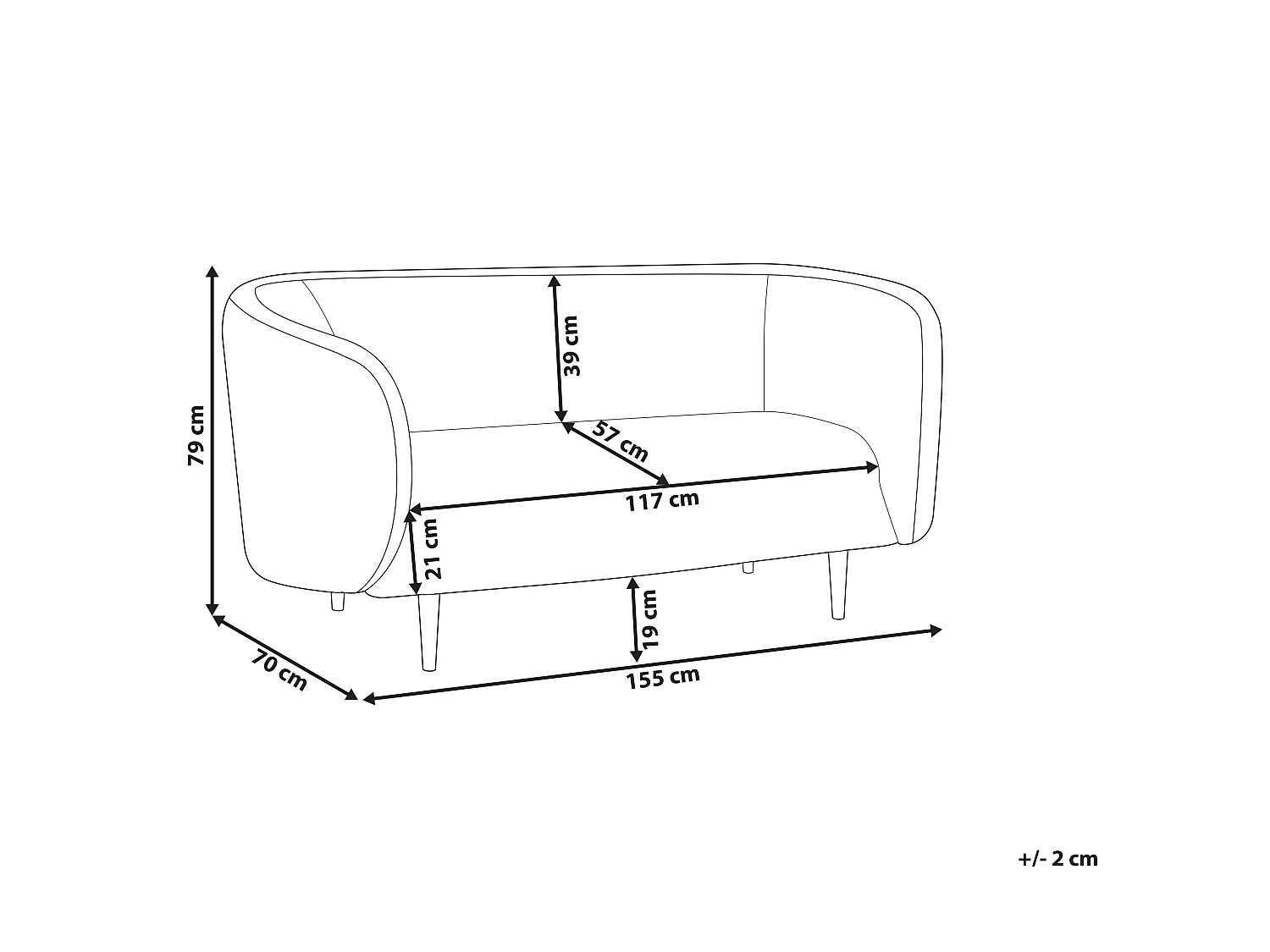 Canapé 2 places LOEN Tissu Beige clair