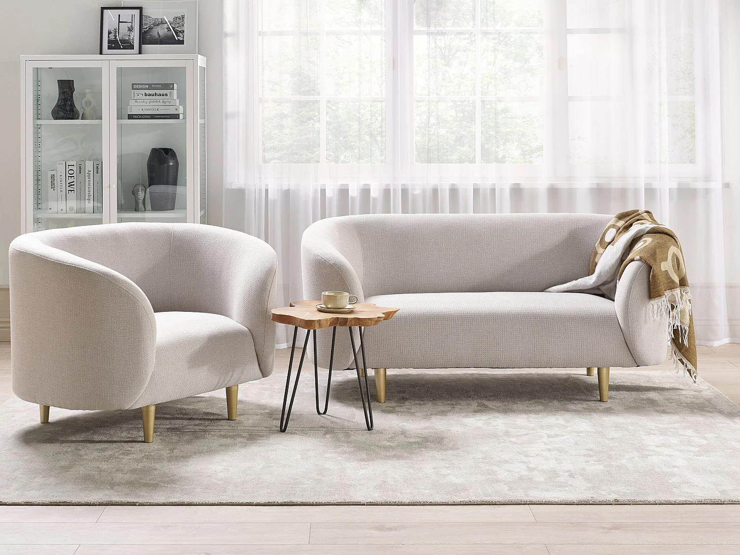 Canapé LOEN Tissu Beige clair 2 places