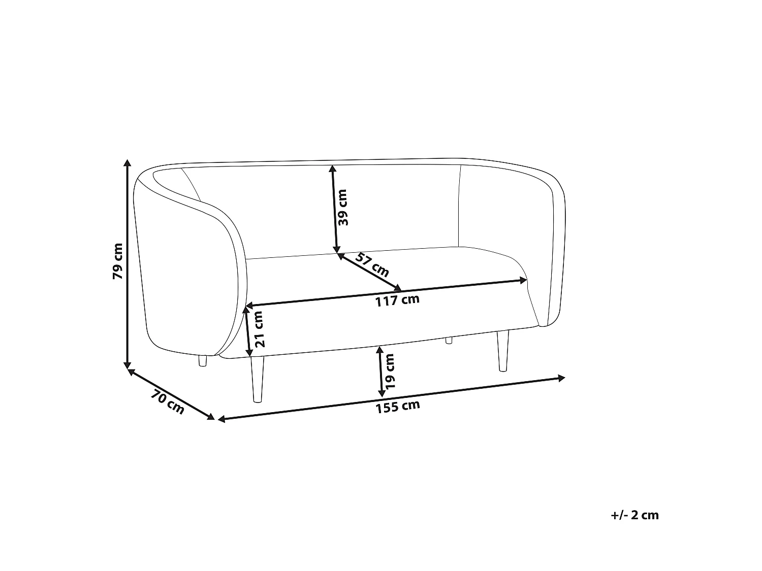 Sofa LOEN Jasnobeżowy dla 2 osób