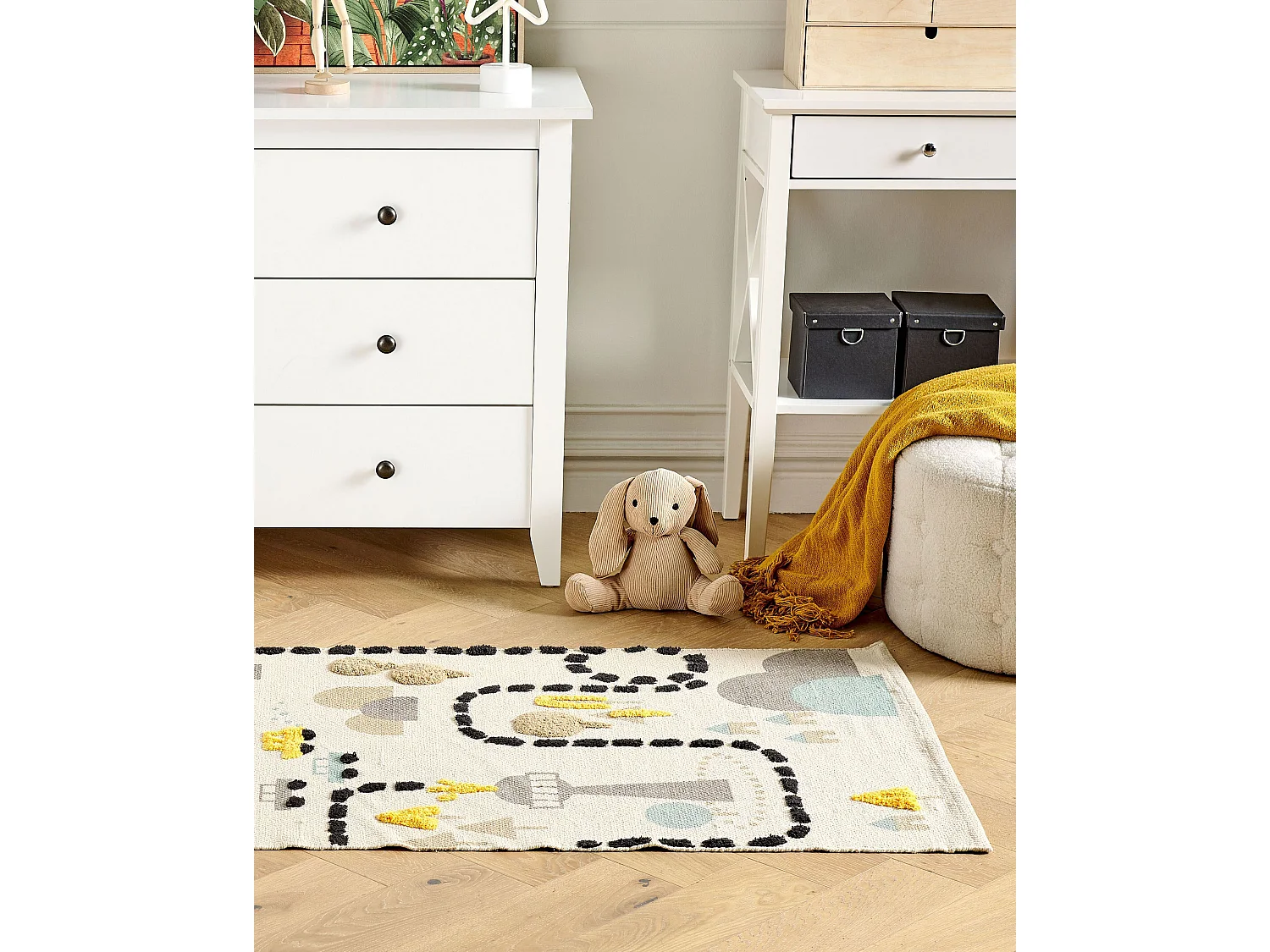 Kinderteppich Baumwolle mehrfarbig 80 x 150 cm abstraktes Muster SAZAK