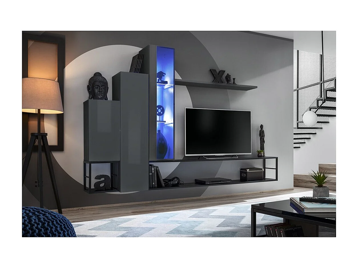 Wandplank 180cm collectie SWITCH. Kleur grijs.