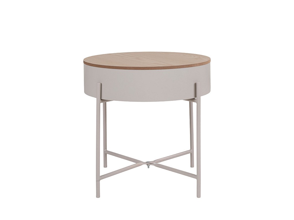 Sisco Table d'appoint en bois et métal ø40cm Couleur Beige