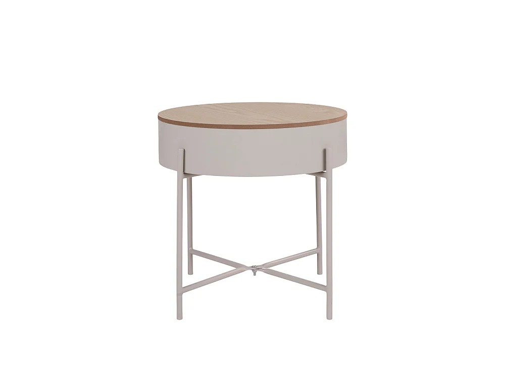 Sisco - Table d'appoint en bois et métal ø40cm - Beige