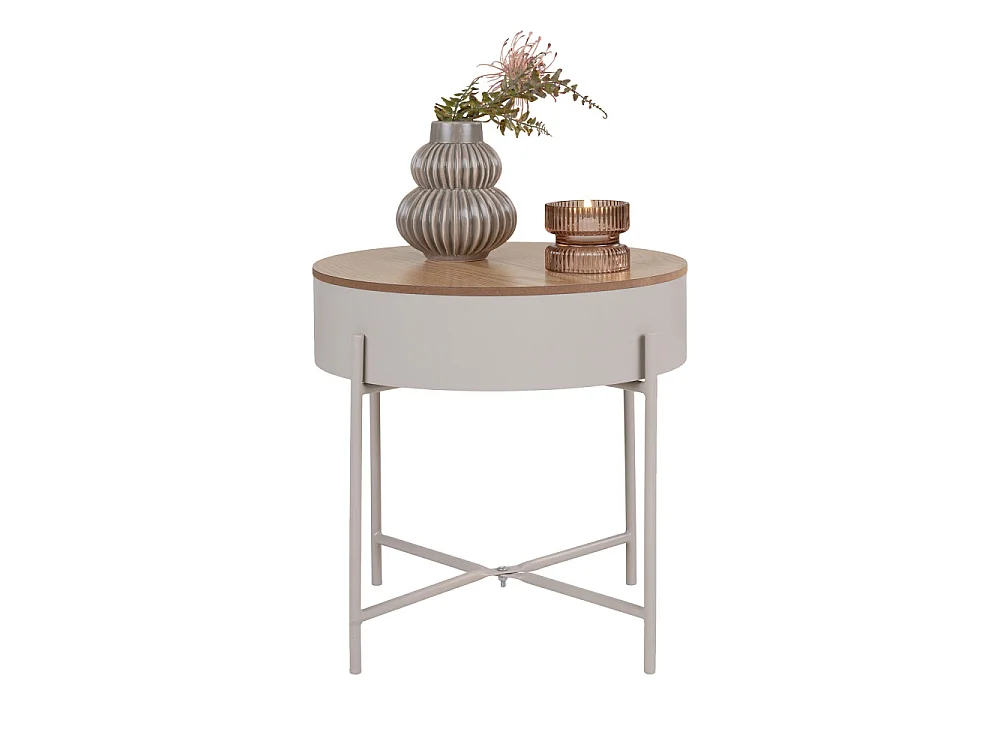 Sisco Couchtisch , Ecktisch Ø40cm beige, grau.