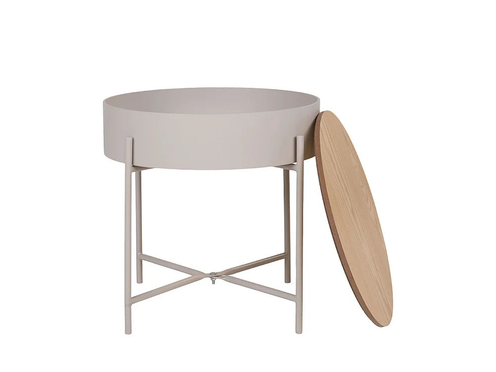 Sisco Couchtisch , Ecktisch Ø40cm beige, grau.