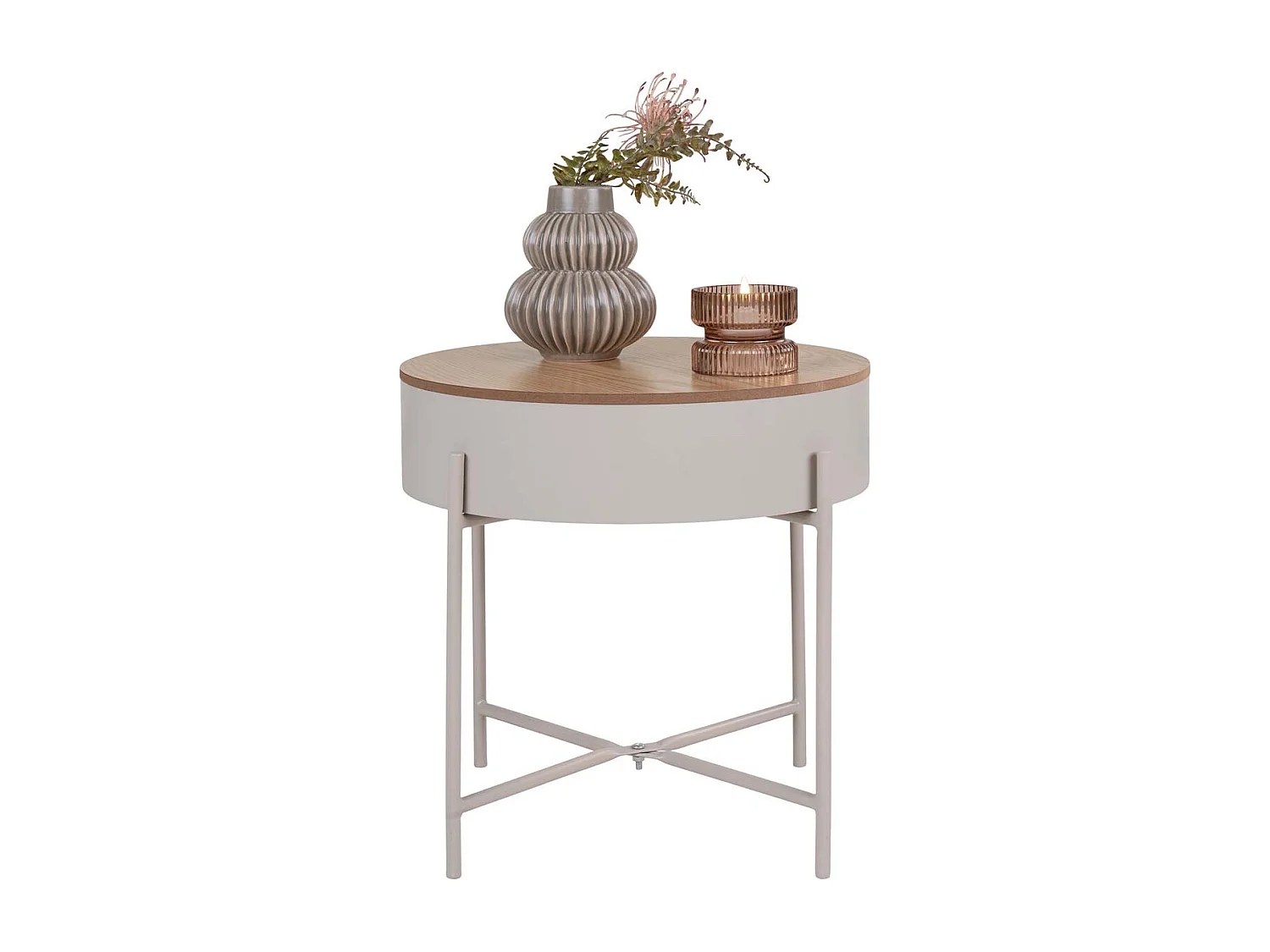 Sisco Couchtisch , Ecktisch Ø40cm beige, grau.