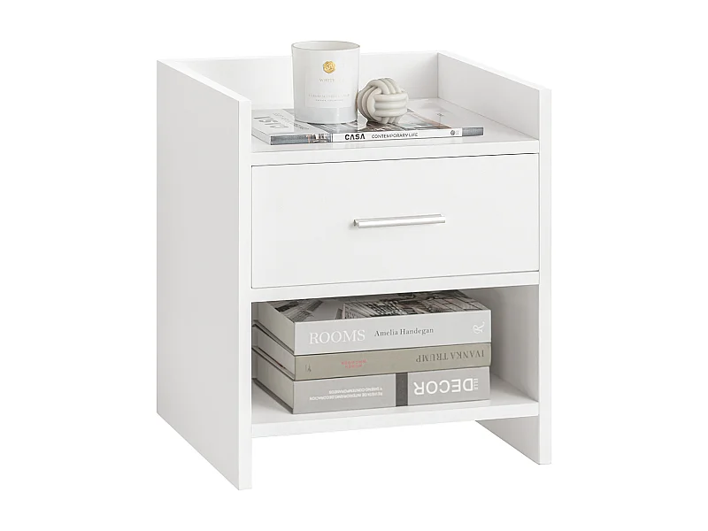 SoBuy FBT66-Wx2 Lot de 2 Tables de Chevet Tables de Nuit Bout de Canapé avec 1 Tiroir 1 Niche, Blanc