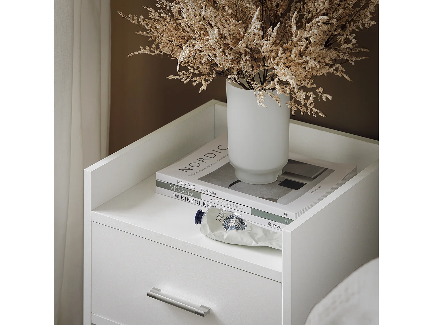 SoBuy FBT66-Wx2 set van 2 nachtkastjes nachtkastjes bijzettafel met 1 lade 1 nis, wit