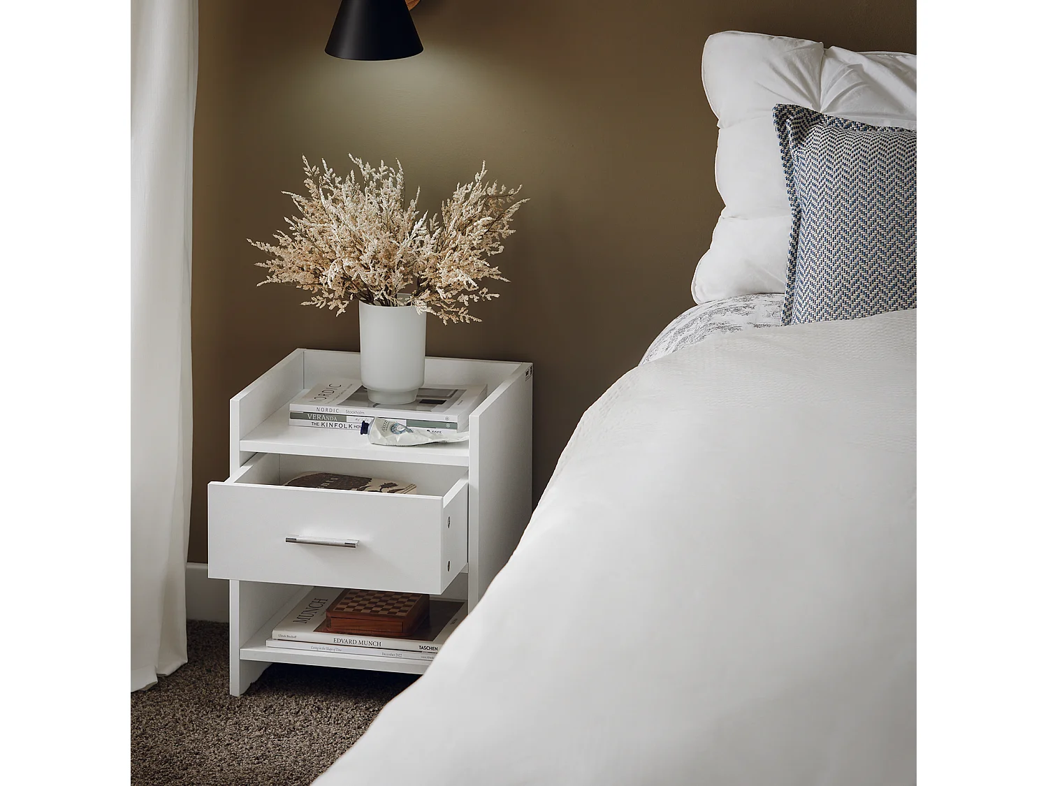 SoBuy FBT66-Wx2 set van 2 nachtkastjes nachtkastjes bijzettafel met 1 lade 1 nis, wit