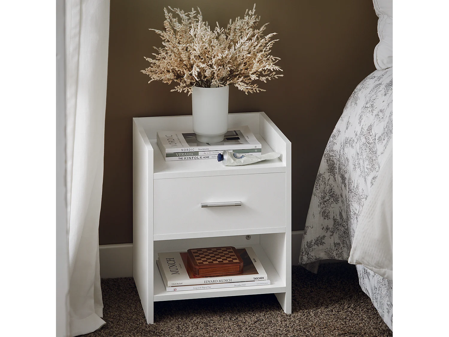 SoBuy FBT66-Wx2 set van 2 nachtkastjes nachtkastjes bijzettafel met 1 lade 1 nis, wit