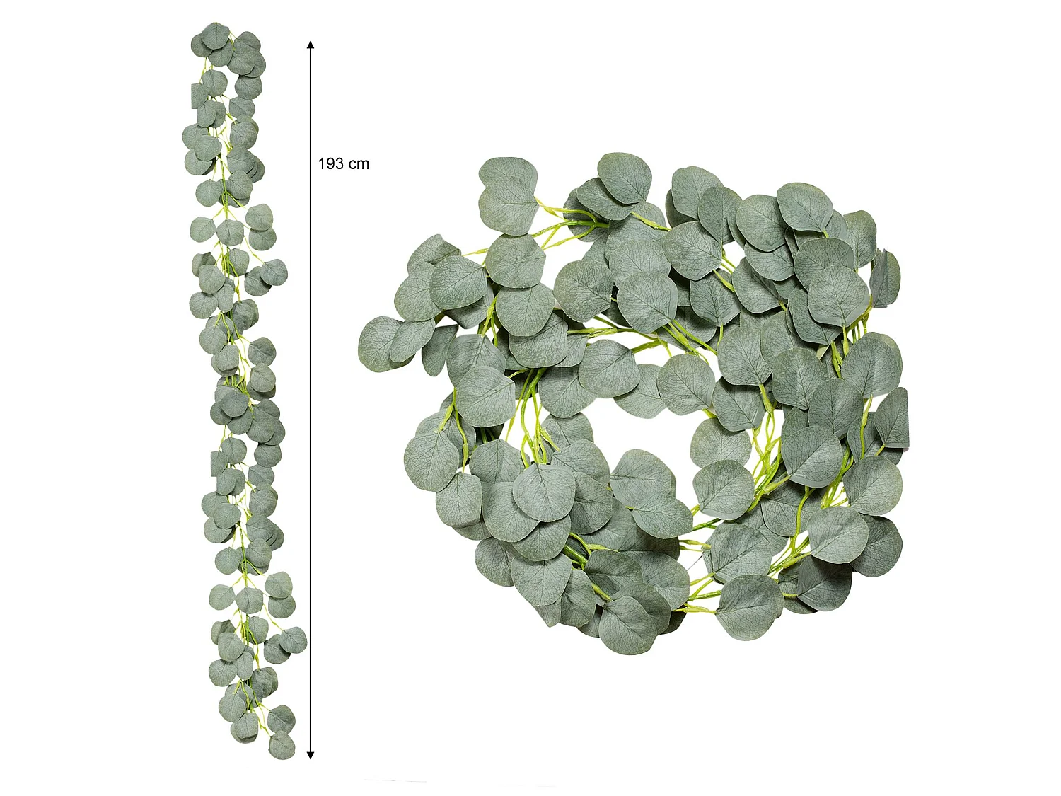 Guirlande EUKALYPTUS feuilles d'eucalyptus artificielles, fil métallique flexible