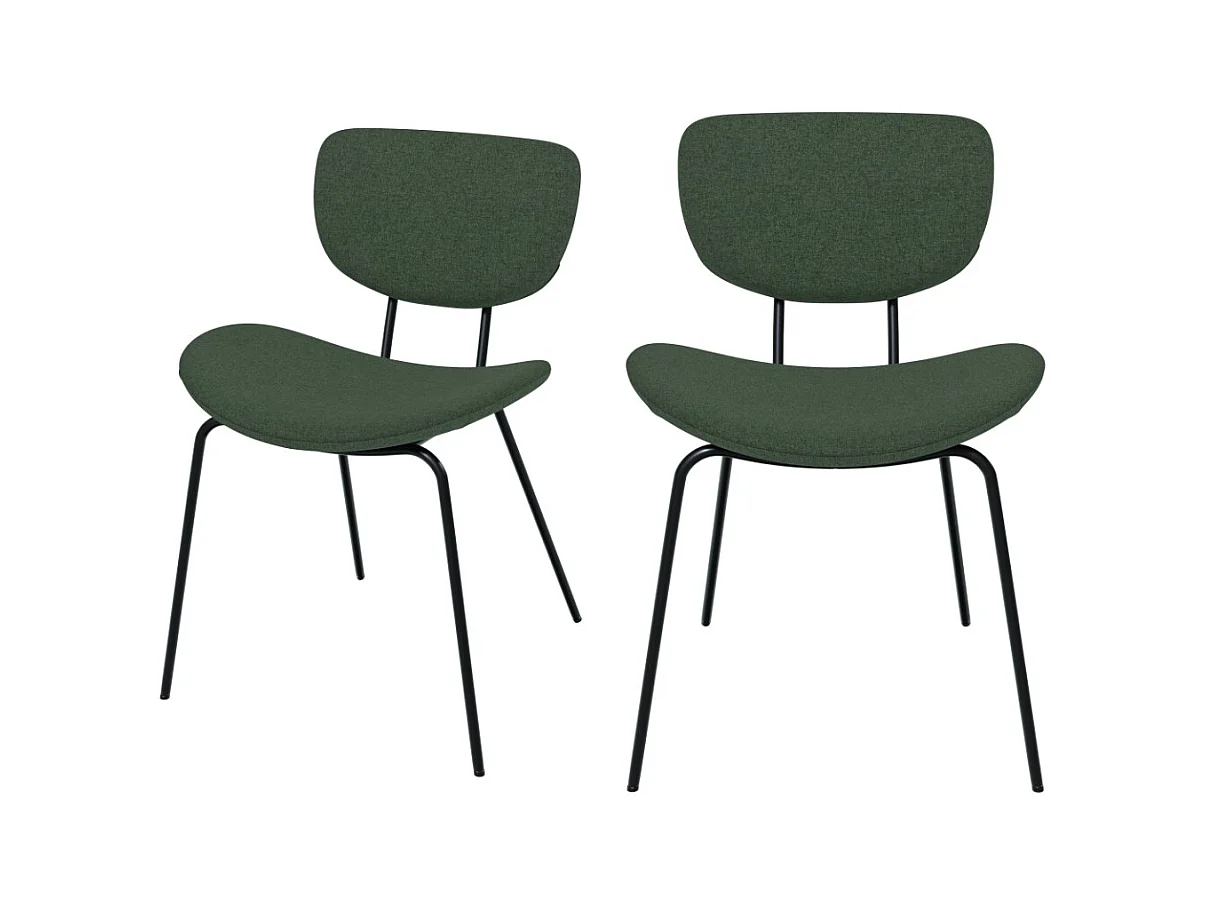 Chaise en tissu vert et pieds en métal noir (lot de 2) - Verner