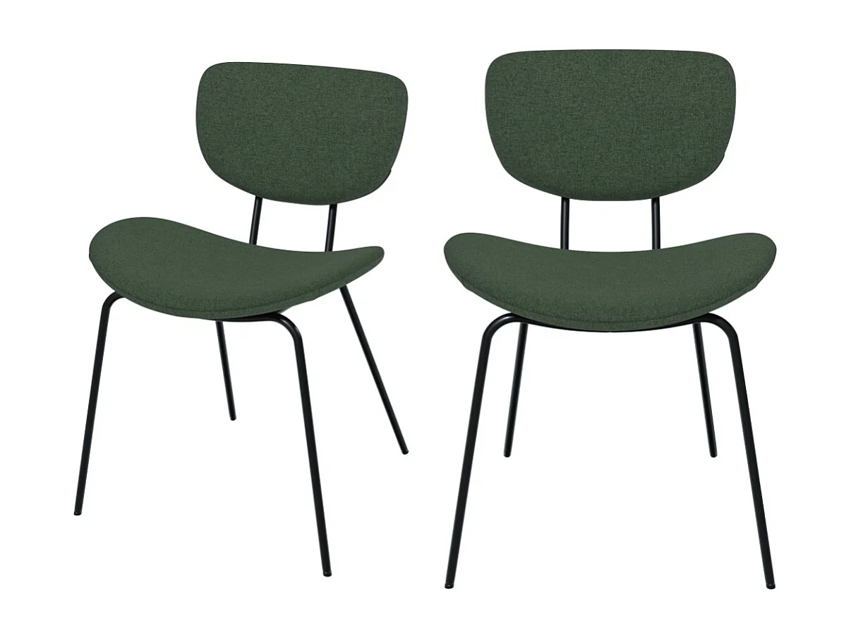 Chaise en tissu vert et pieds en métal noir (lot de 2) - Verner
