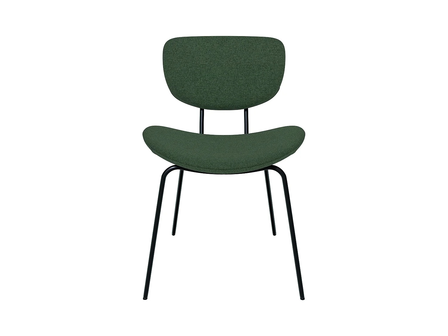 Silla verde de tela buclé con patas en metal, lote de 2 - Verner