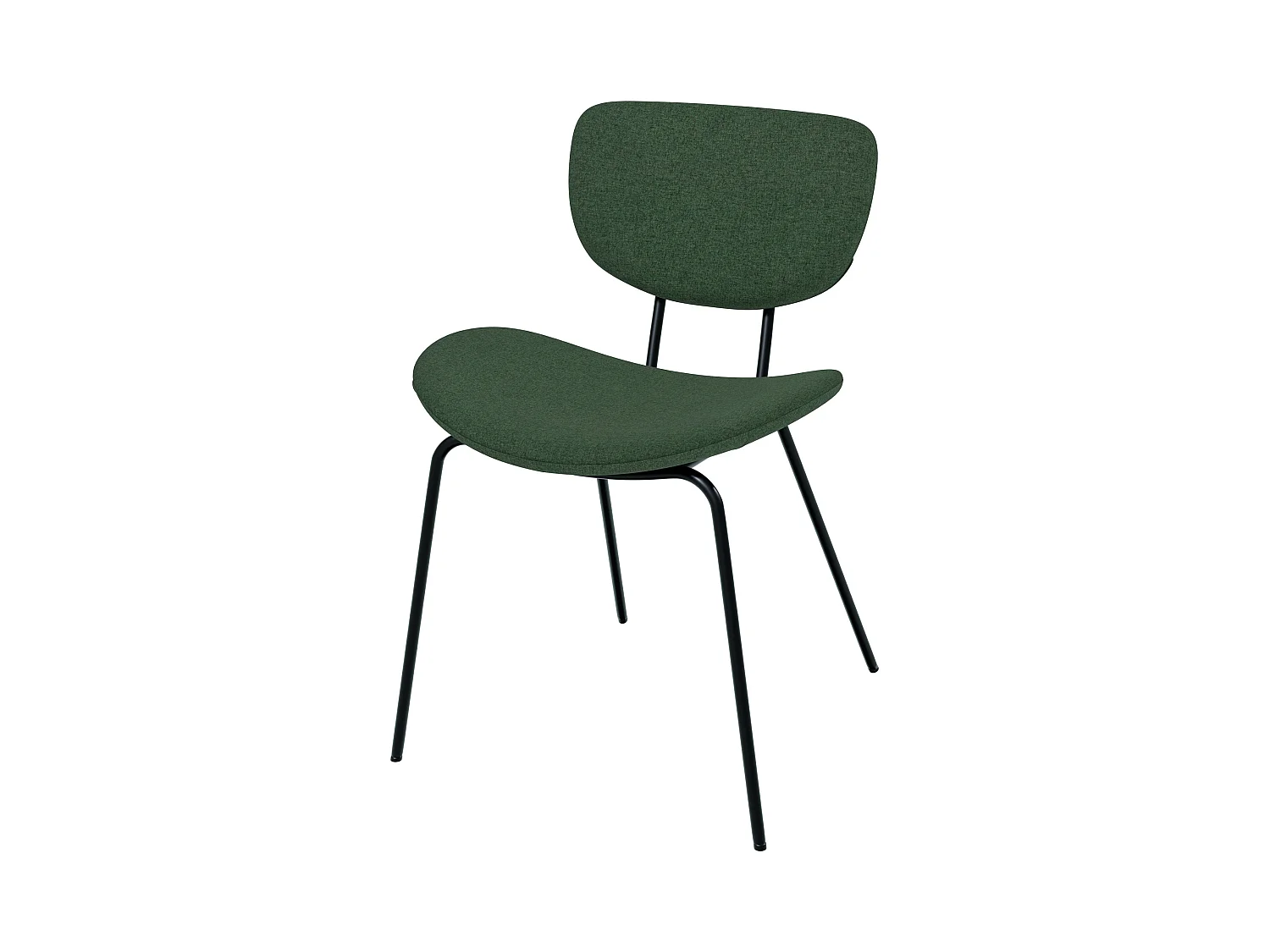 Silla verde de tela buclé con patas en metal, lote de 2 - Verner