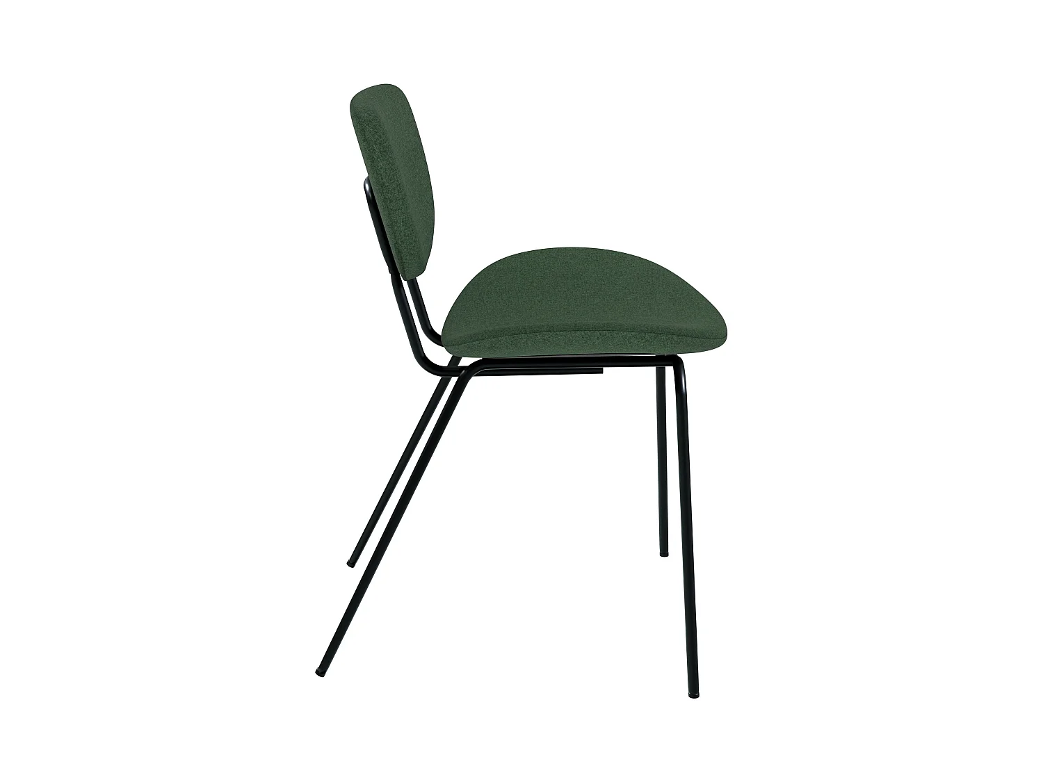 Silla verde de tela buclé con patas en metal, lote de 2 - Verner