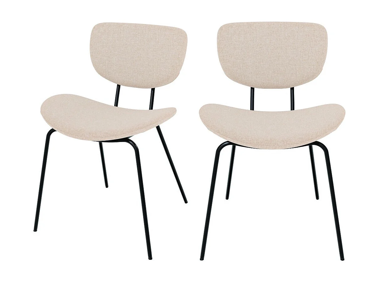 Set de 2 sillas beige en tejido bouclé con patas de metal - Verner