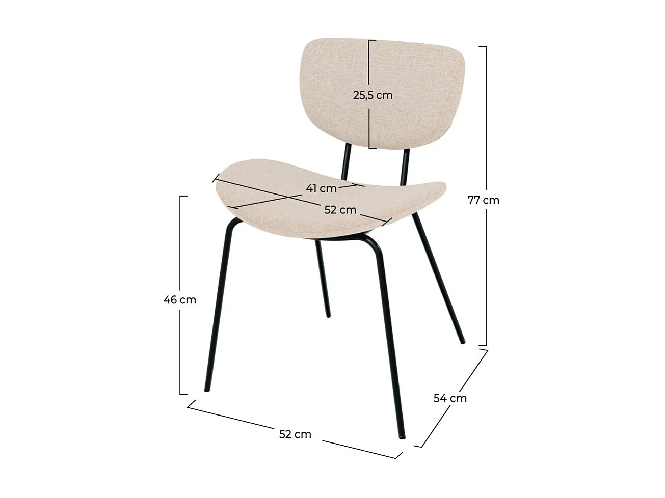 Set de 2 sillas beige en tejido bouclé con patas de metal - Verner