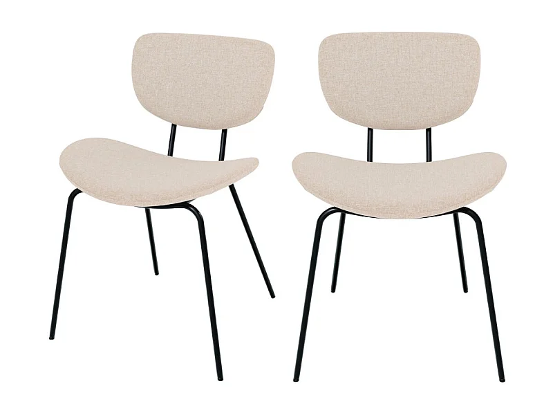 Set de 2 sillas beige en tejido bouclé con patas de metal - Verner