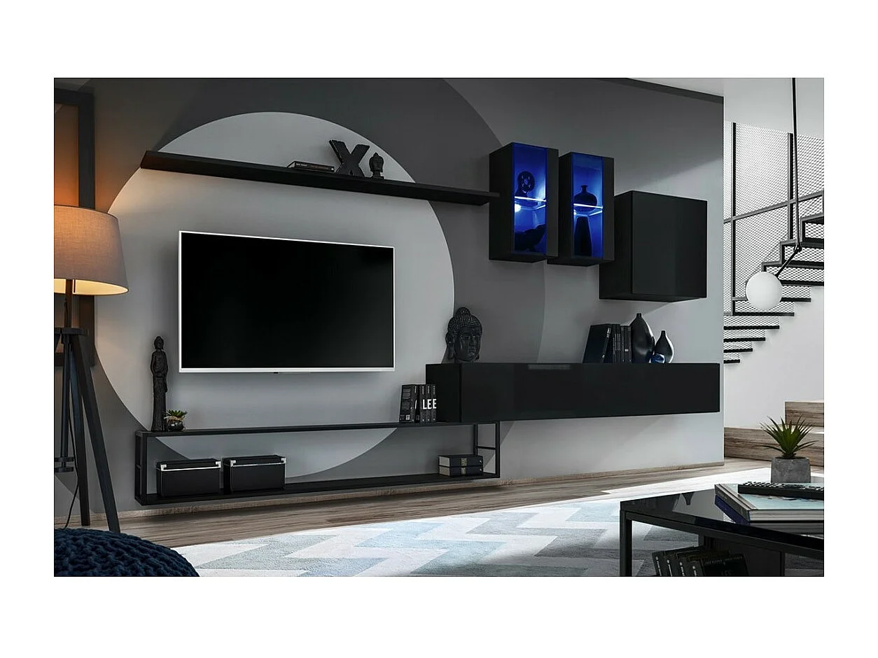 Wandplank 120 cm SWITCH - Kleur zwart - Modern en praktisch design