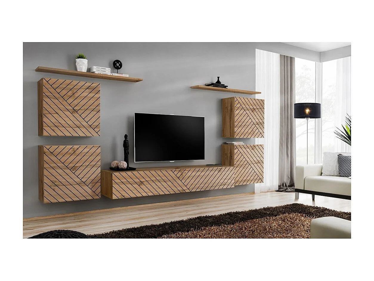 Prateleira de parede 120cm coleção SWITCH. Cor carvalho wotan.