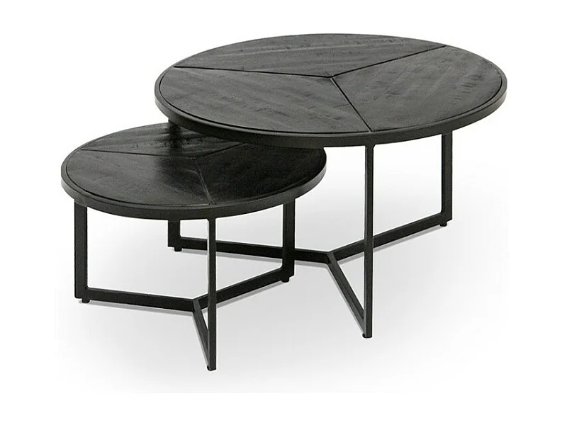 Runder Satztisch aus massivem exotischem Holz, schwarze Ausführung, Kollektion LAVE.