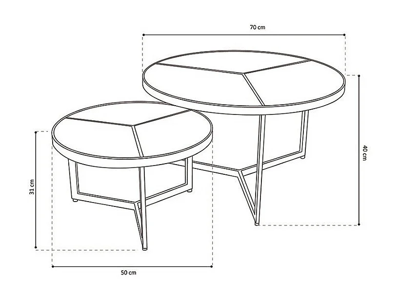 Lot de 2 tables basses gigognes rondes bois noir – Collection LAVE – Style industriel