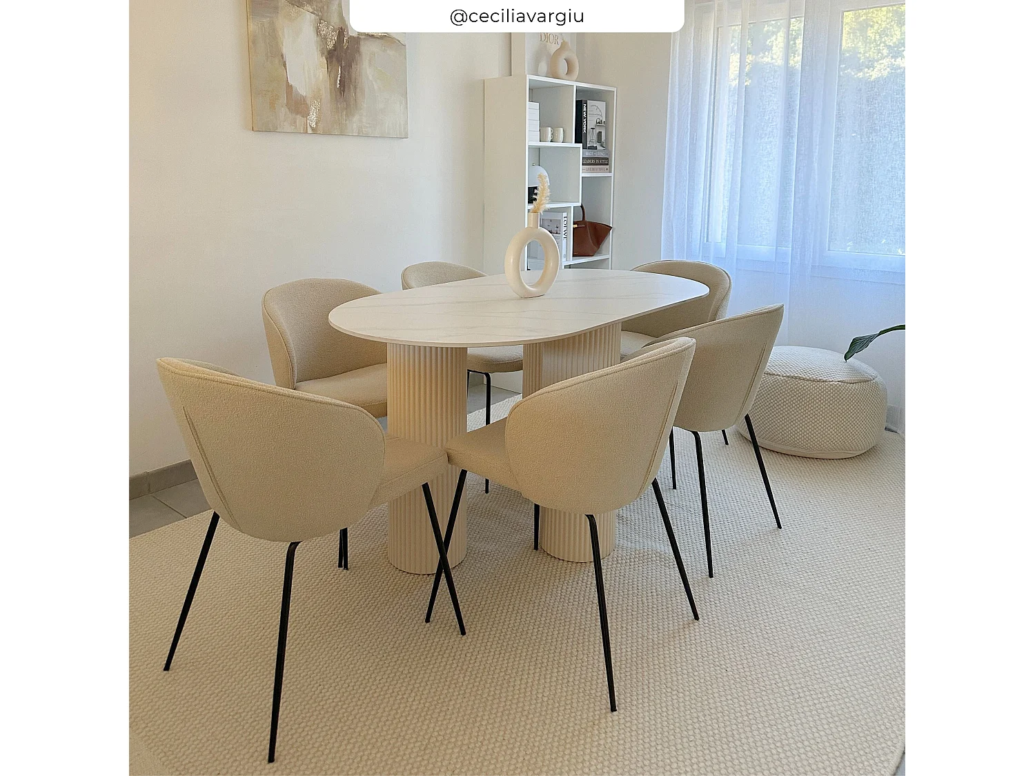 Set di 2 sedie in tessuto bouclé beige con gambe in metallo - Groom