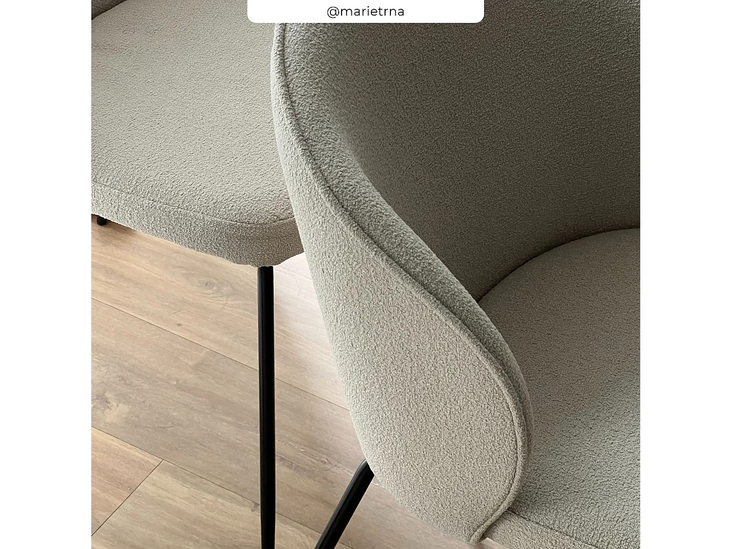 Set di 2 sedie in tessuto bouclé beige con gambe in metallo - Groom