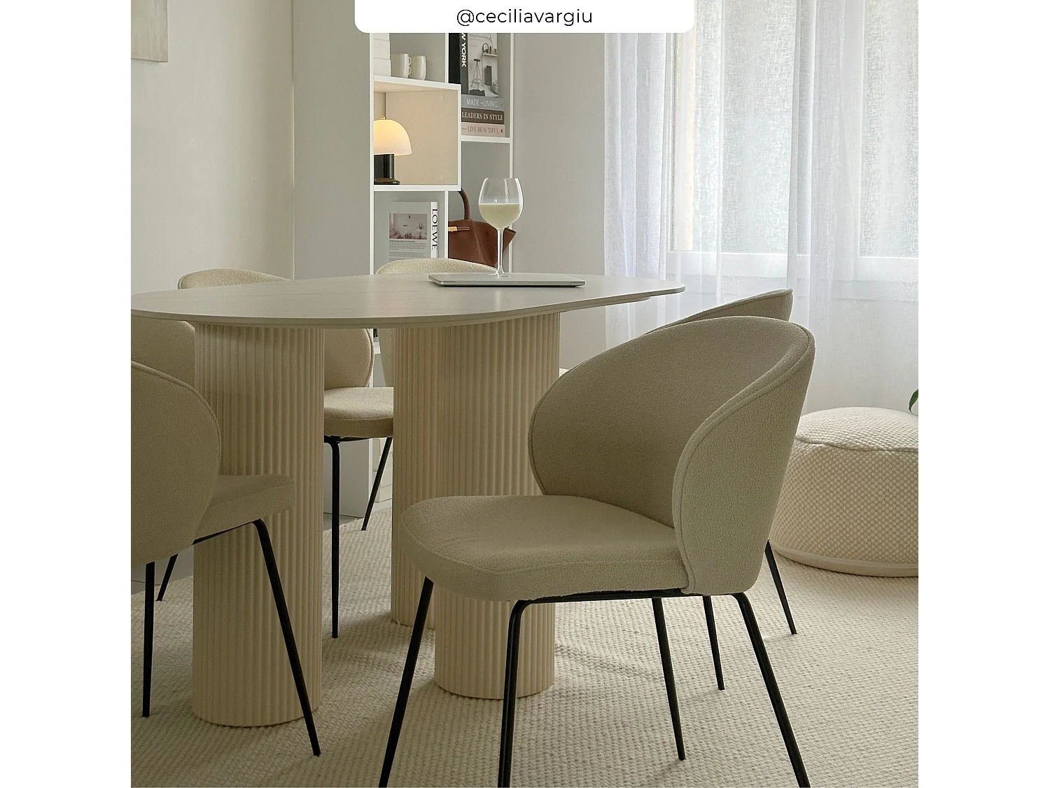 Set di 2 sedie in tessuto bouclé beige con gambe in metallo - Groom