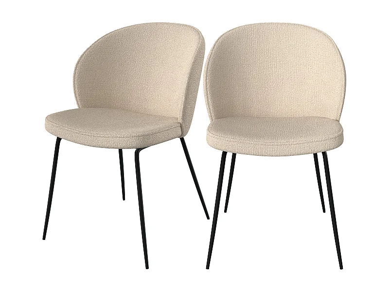 Set di 2 sedie in tessuto bouclé beige con piedi in metallo - Groom