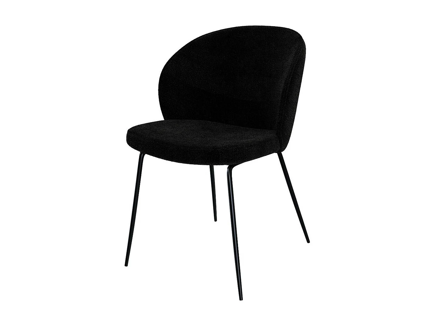 Lot de 2 chaises en tissu bouclé noir et pieds en métal - Groom