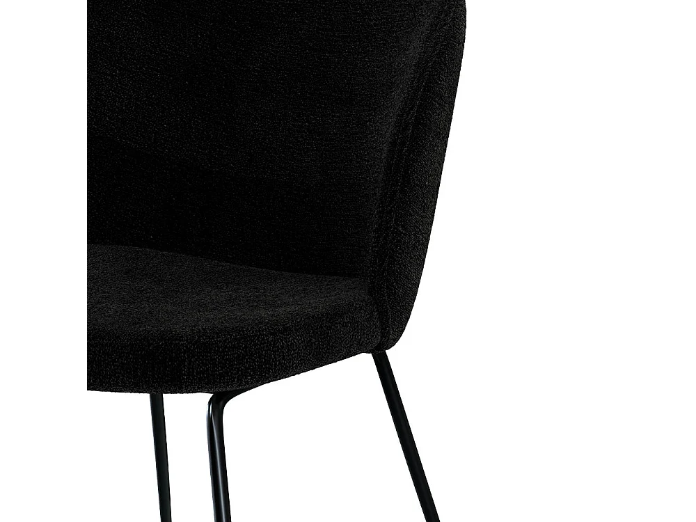 Set de 2 sillas en tejido bouclé negro con patas de metal - Groom