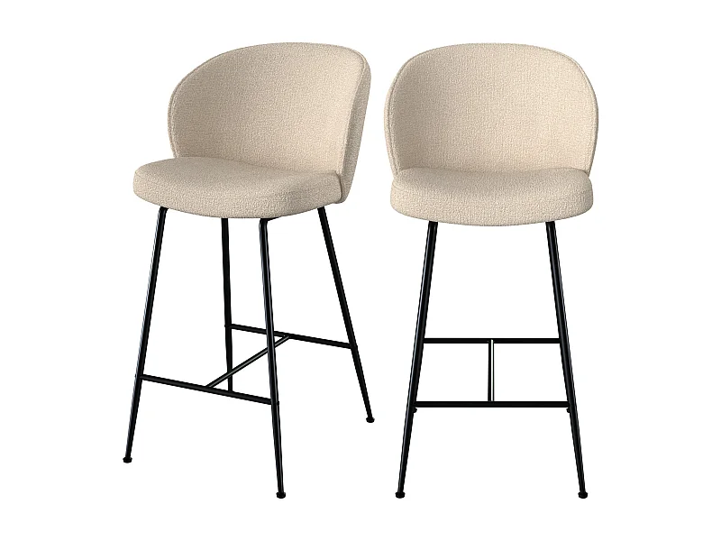 Set di 2 sedie per isola centrale in tessuto beige 66 cm - Groom