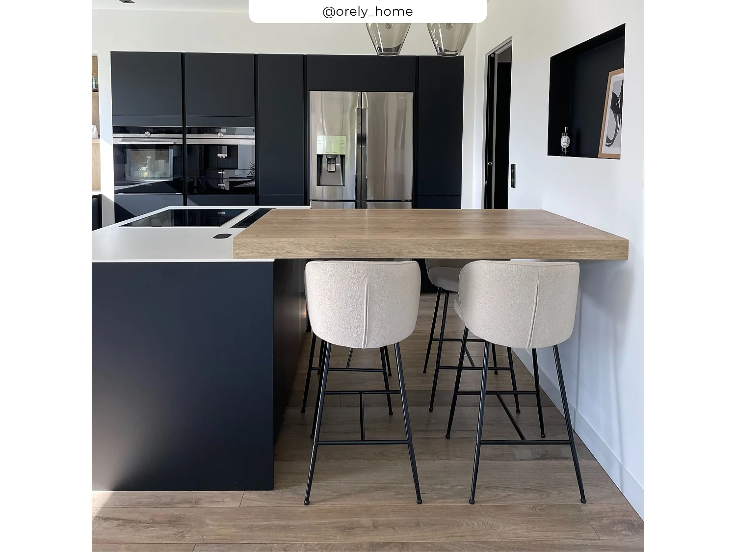 Set di 2 sedie per isola centrale in tessuto beige 66 cm - Groom