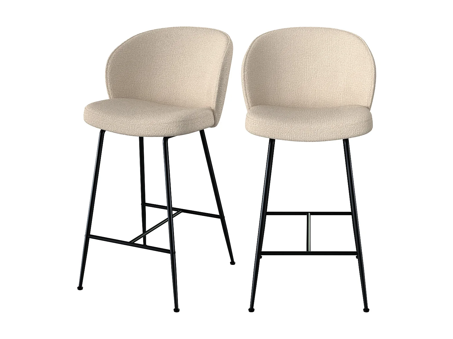 Lot de 2 chaises pour îlot central 66 cm en tissu bouclé beige - Groom