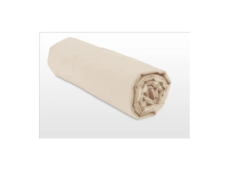 Lenzuolo con Angoli 100% Cotone 160 x 200 + Profondità 30 cm - Beige Chiaro