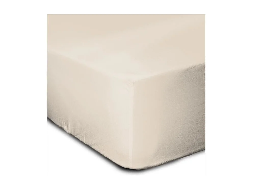 Drap Housse 100% Coton 160 x 200 + Bonnet 30 cm - Beige Clair