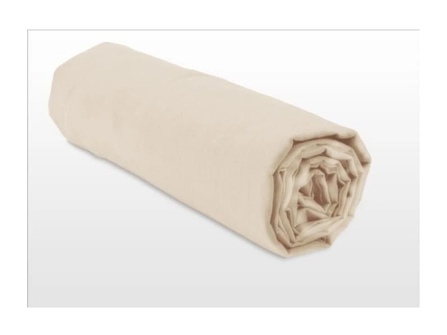 Drap Housse 100% Coton 160 x 200 + Bonnet 30 cm - Beige Clair