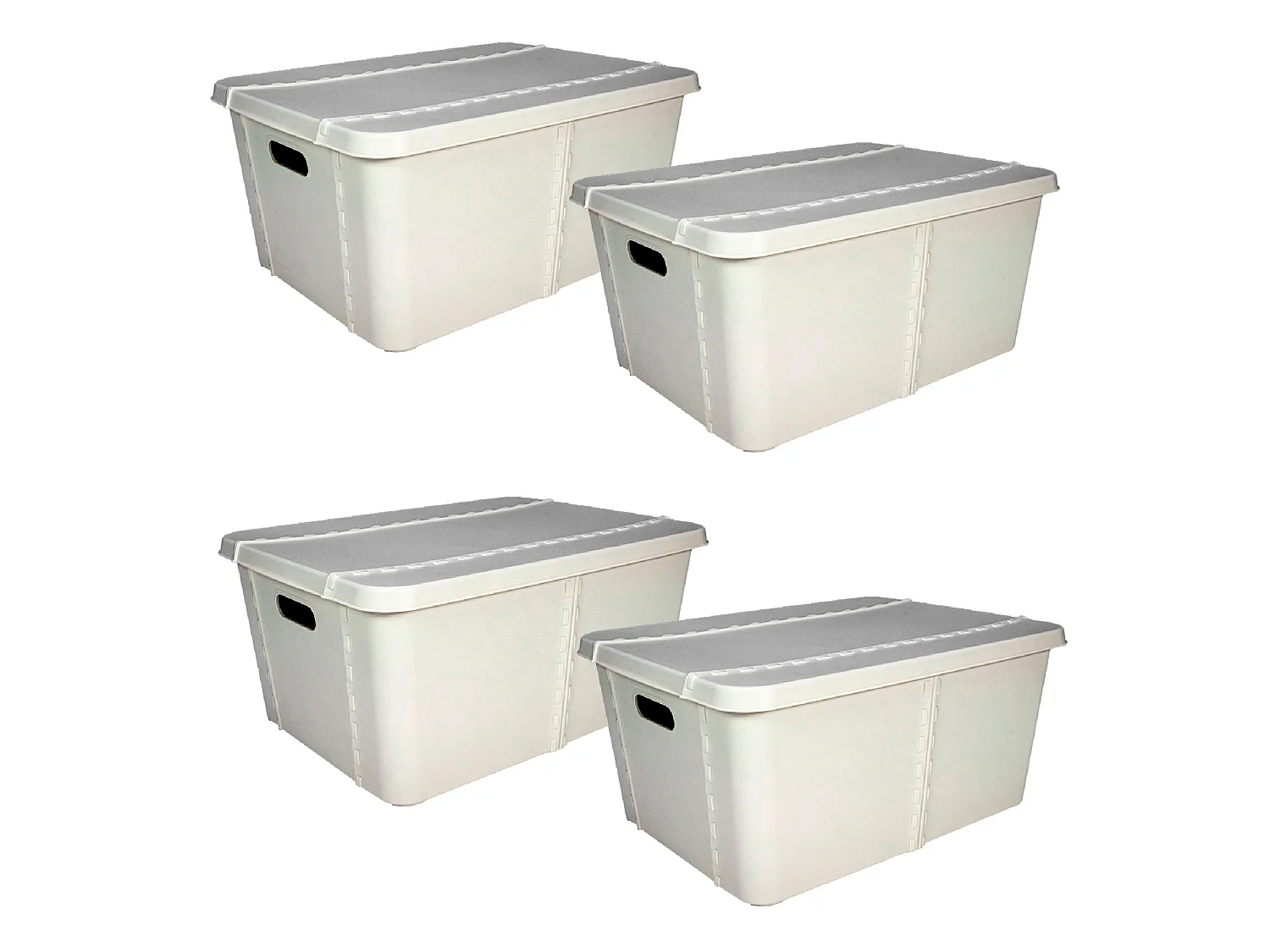 4x Boîte de rangement Life story avec couvercle petit 15l gris clair