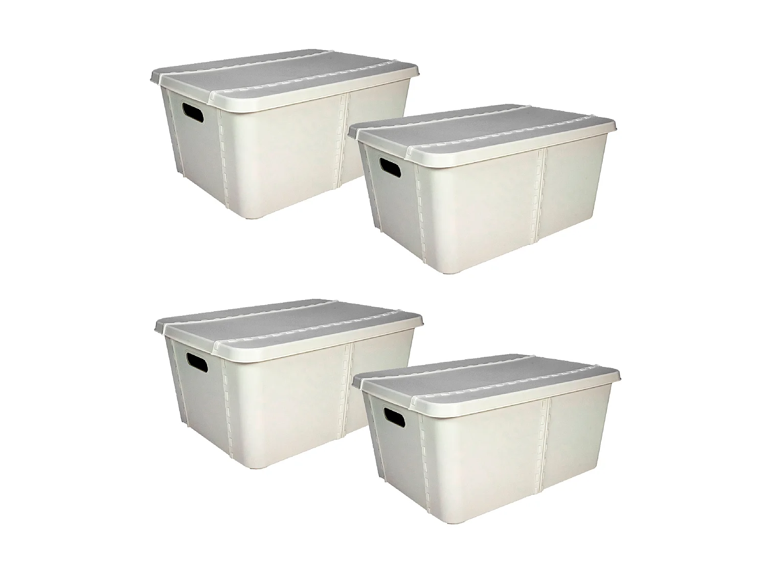 4x Boîte de rangement Life story avec couvercle petit 15l gris clair