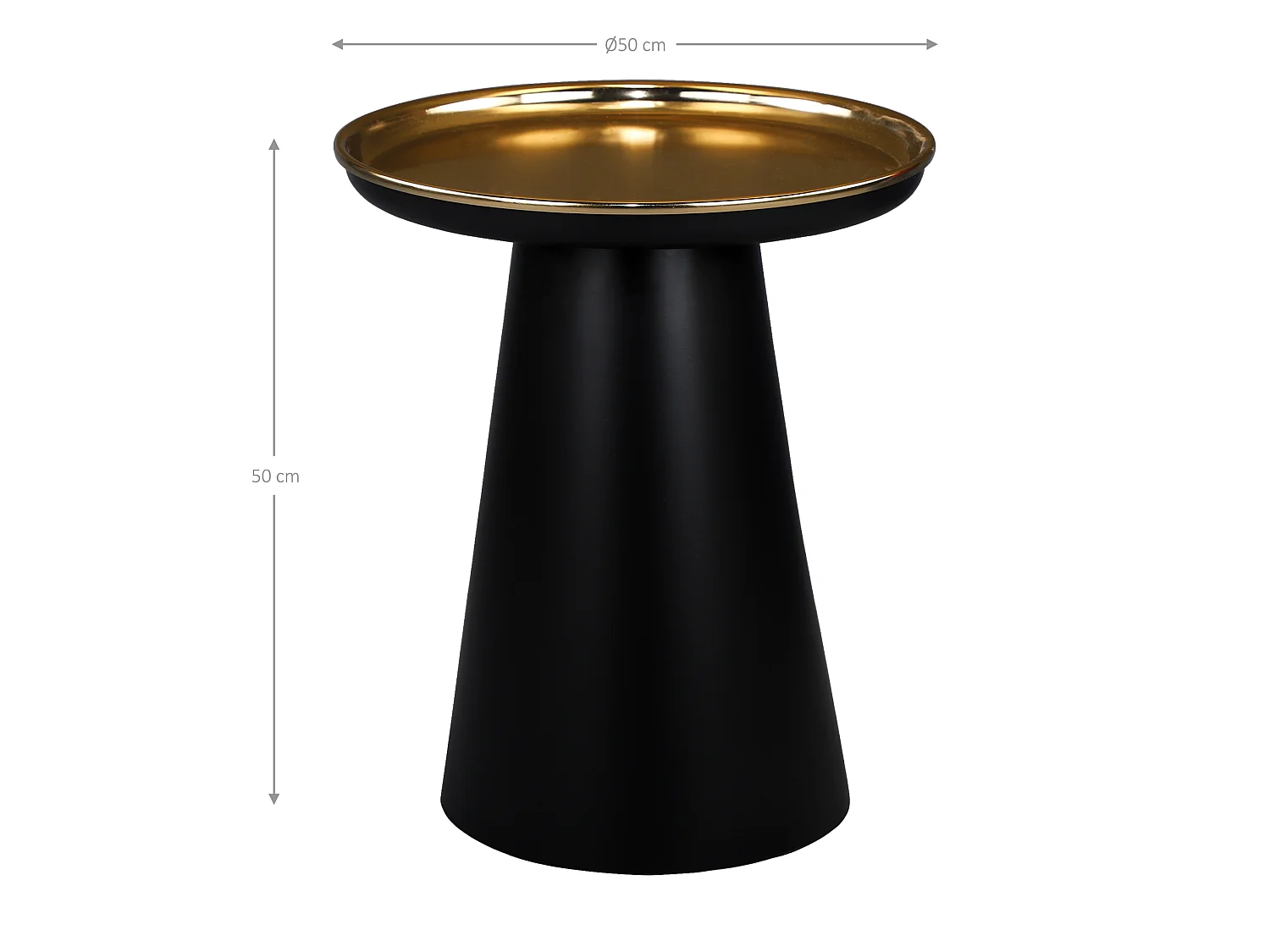 Table d'appoint table basse de salon en métal noir mat plateau doré WOMO-DESIGN