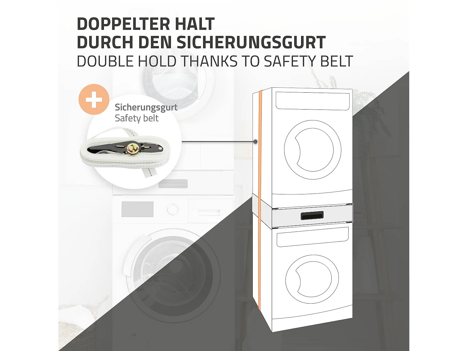 Cajón extraíble intermedio unión para lavadora y secadora blanco 54 x 60,5 cm