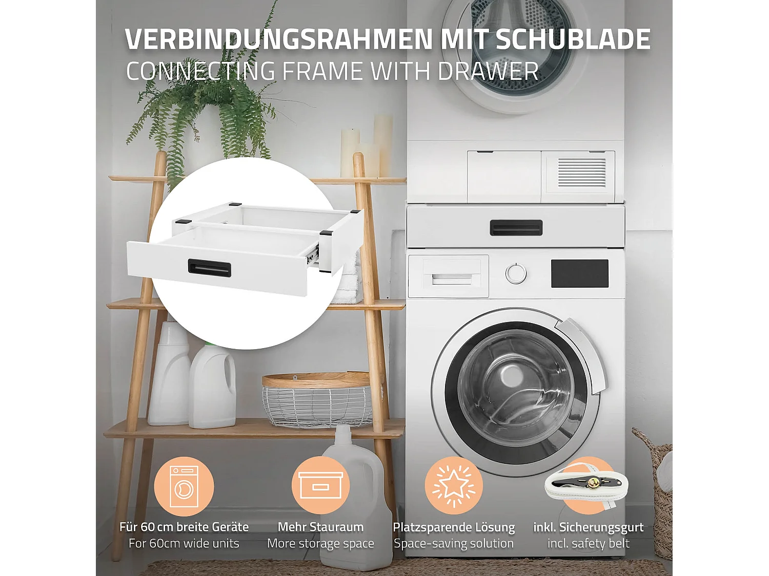 Kit ripiano sovrapposizione lavatrice telaio intermedio cassetto asciugatrici