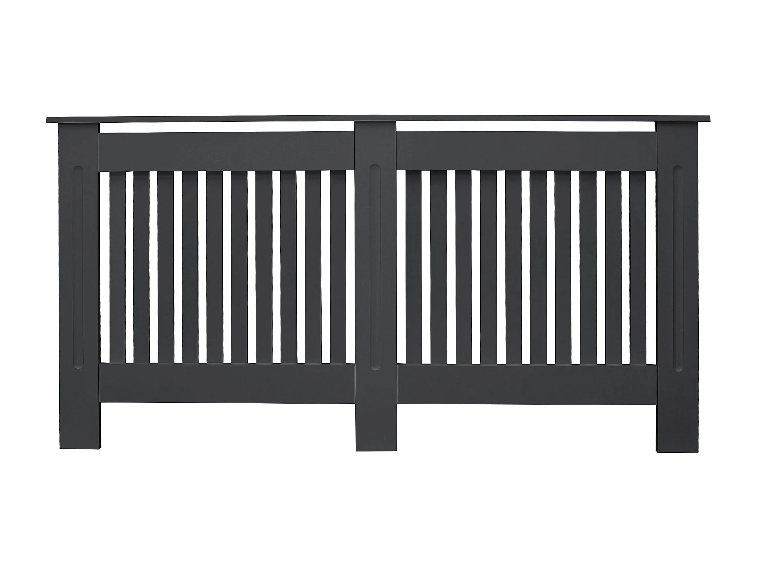 ECD Germany Cubierta para radiador 152x19x82 cm MDF lacado antracita diseño de láminas mueble rústico con acabado mate para calefacción de pared