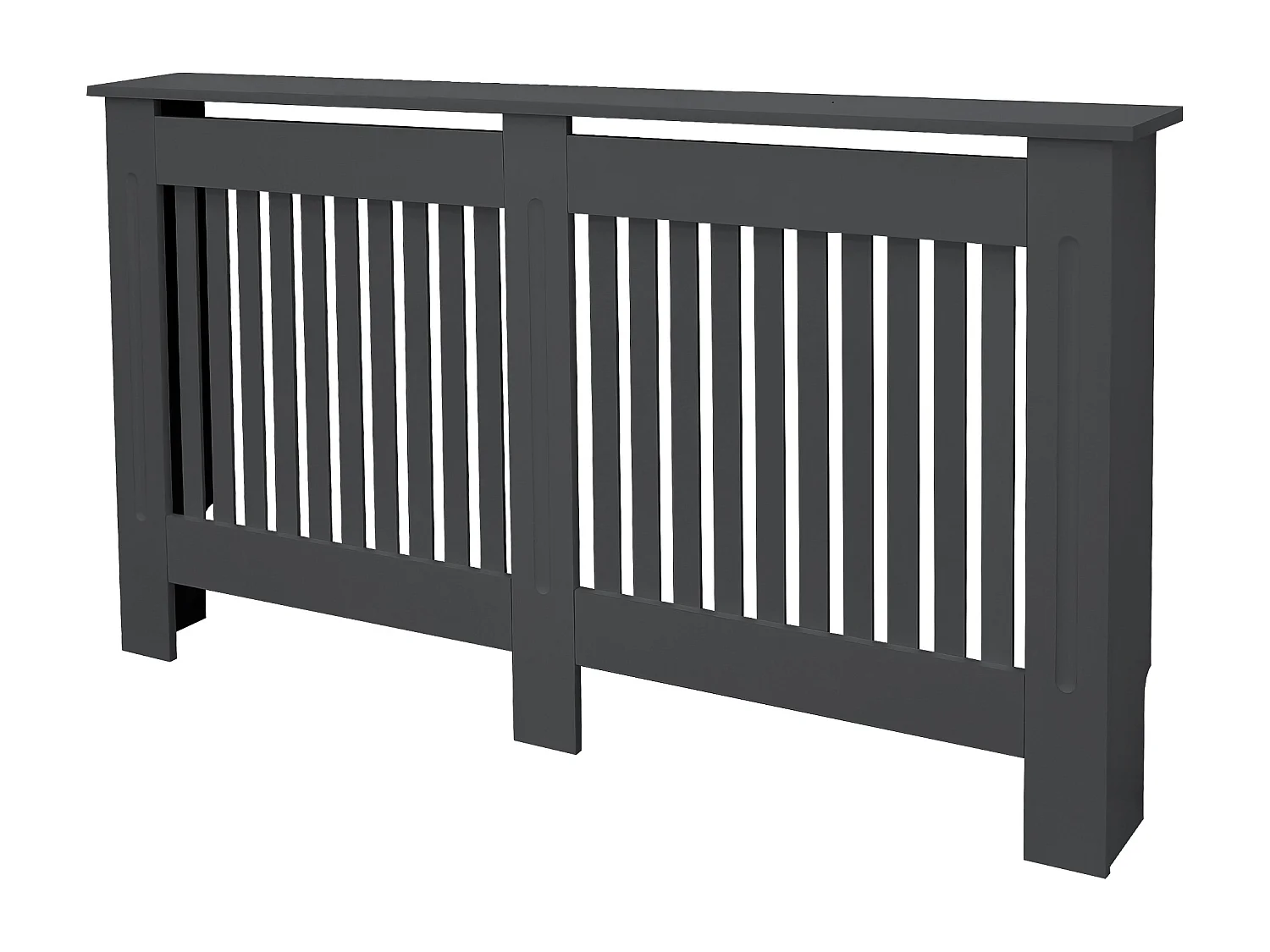 ECD Germany Copritermosifone in legno MDF laccato antracite 152x19x82 cm con design a doghe verticali piano d'appoggio copertura protettiva radiatore