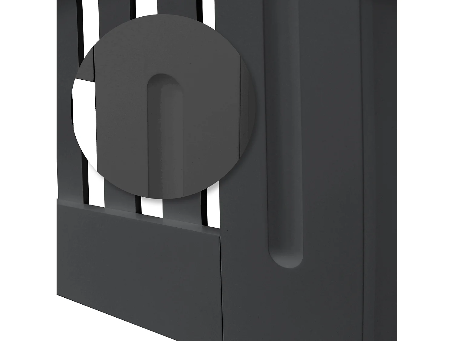 ECD Germany Copritermosifone in legno MDF laccato antracite 152x19x82 cm con design a doghe verticali piano d'appoggio copertura protettiva radiatore