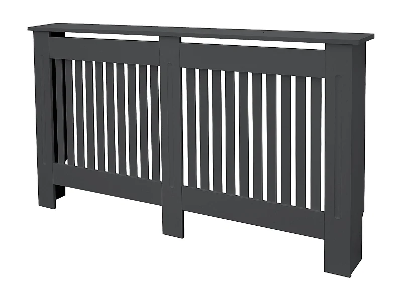 ECD Germany Copritermosifone in legno MDF laccato antracite 152x19x82 cm con design a doghe verticali piano d'appoggio copertura protettiva radiatore